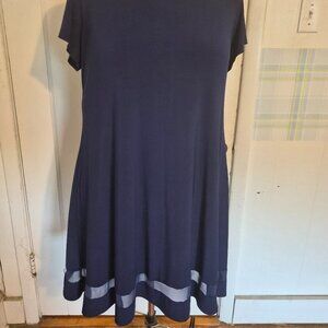 Navy Dress with Mesh Hem Details